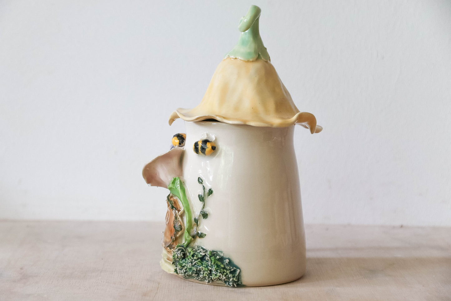 Sleepy Bees Fairy House Stoneware Mug