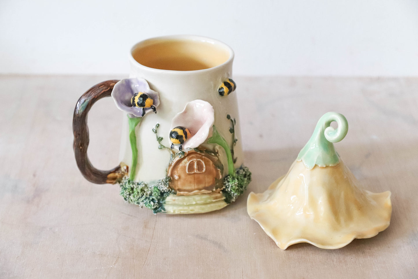 Sleepy Bees Fairy House Stoneware Mug