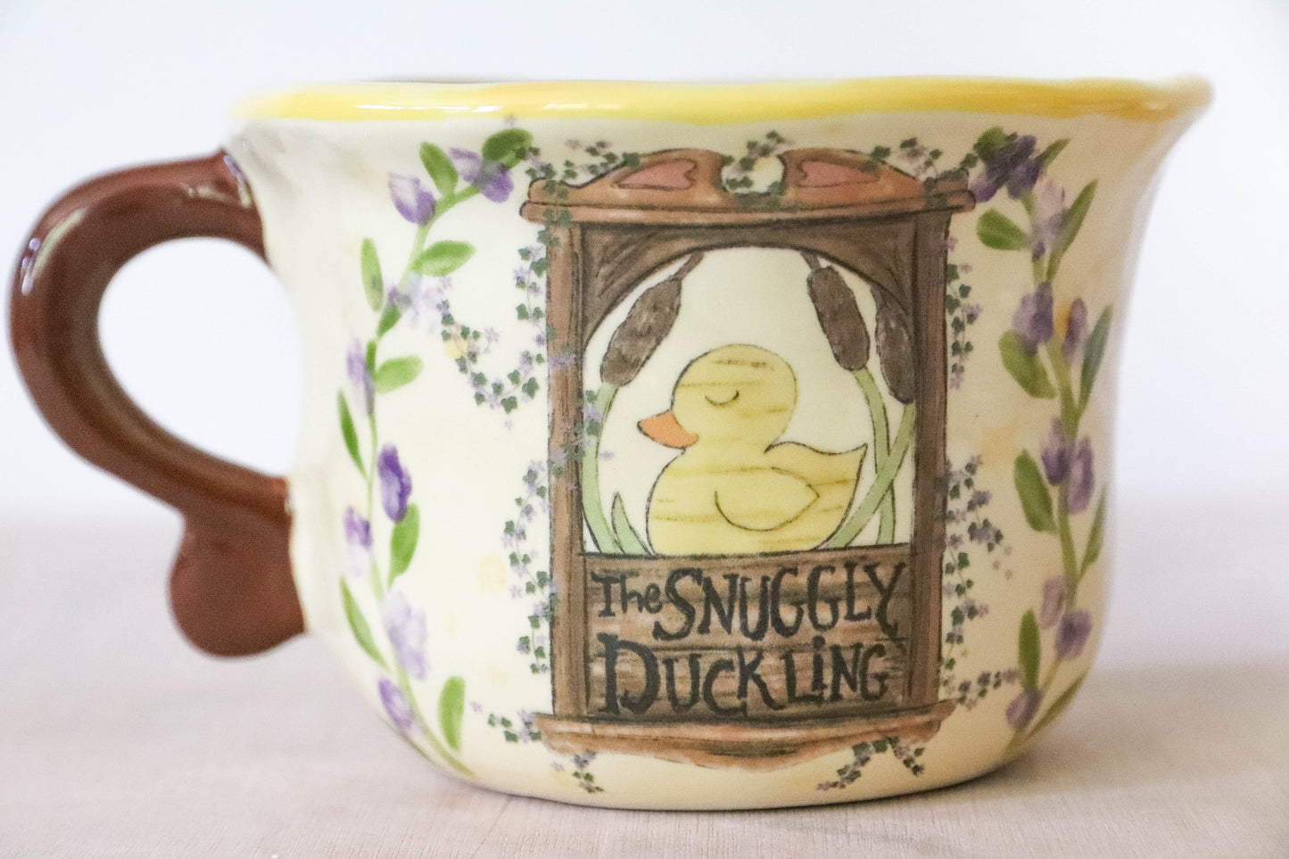 Snuggly Duckling Purple Yellow Mug