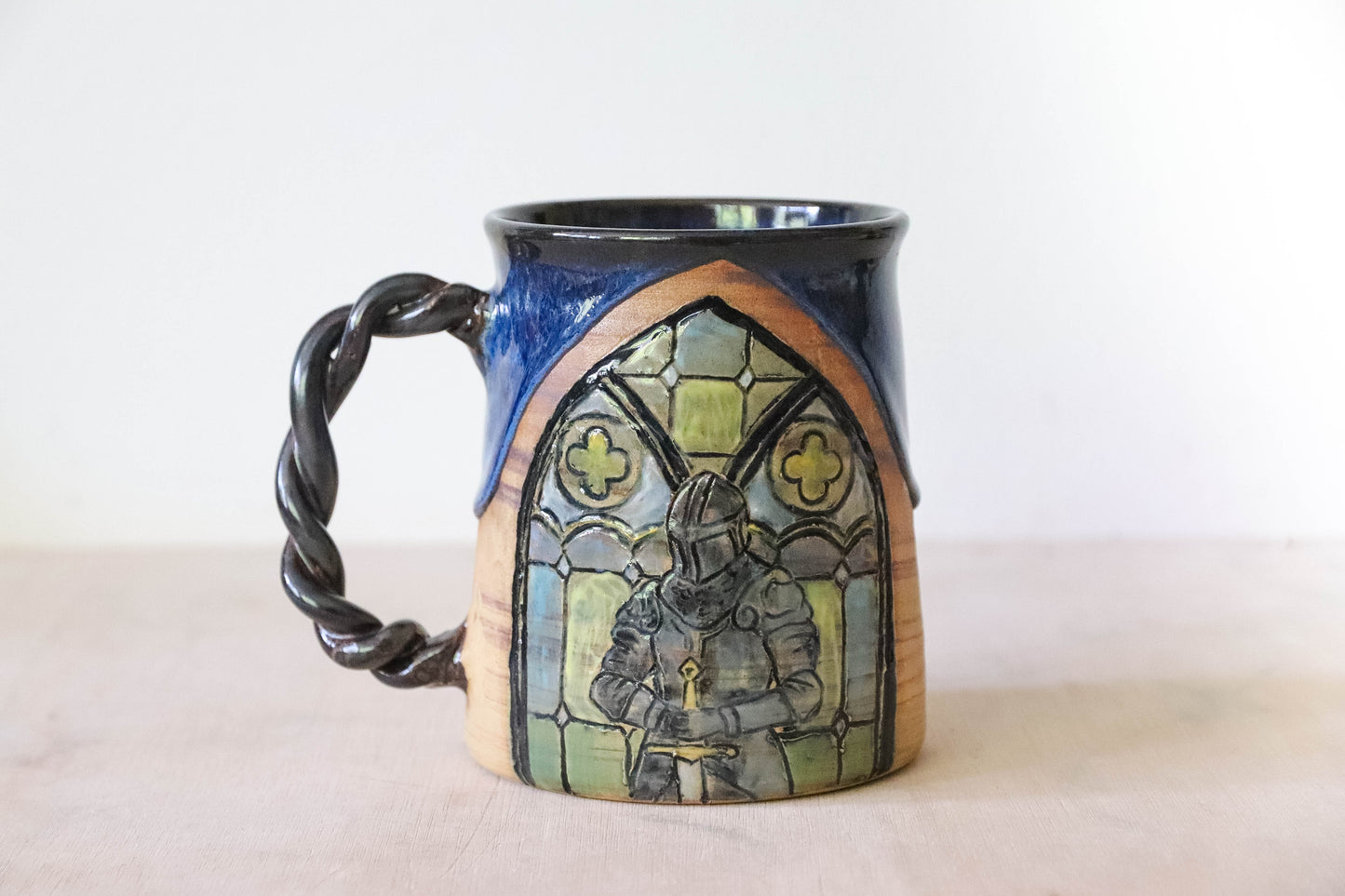 Stained Glass Knight Stoneware Mug