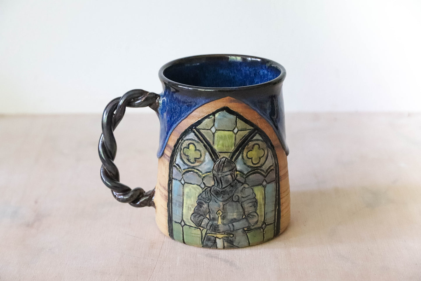 Stained Glass Knight Stoneware Mug