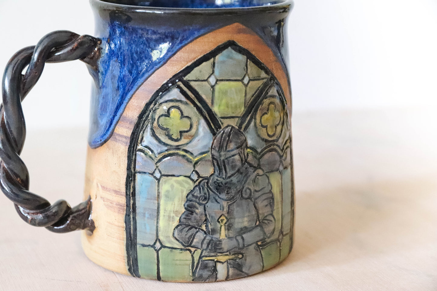 Stained Glass Knight Stoneware Mug