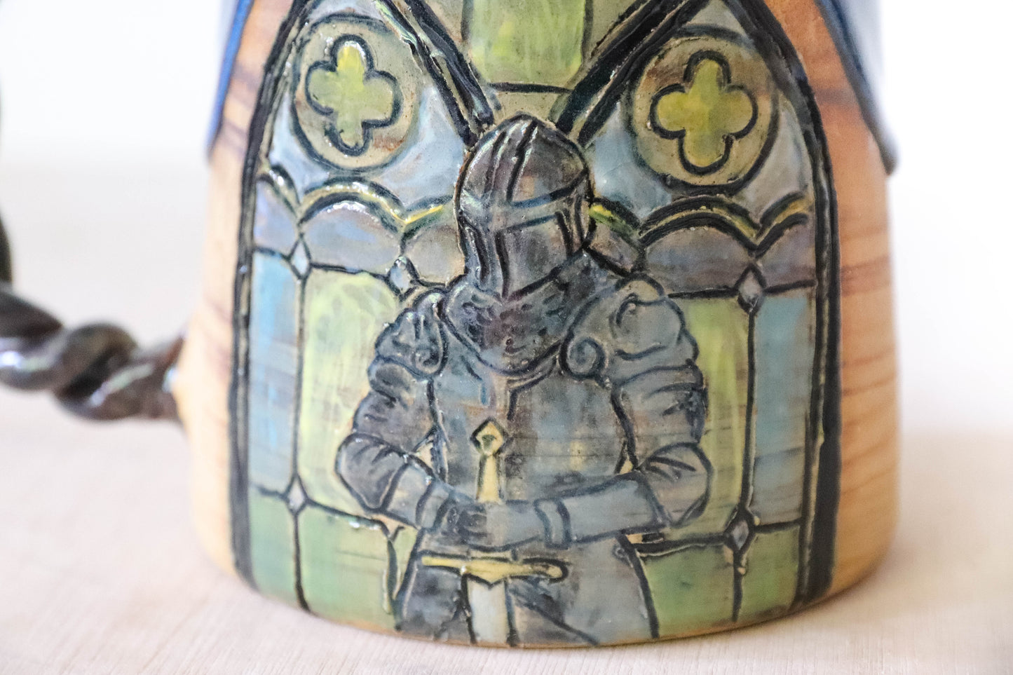 Stained Glass Knight Stoneware Mug