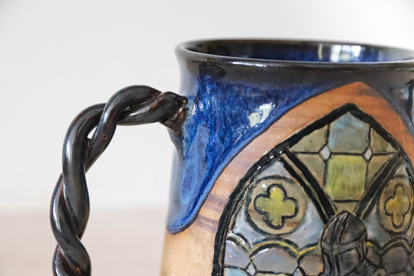 Stained Glass Knight Stoneware Mug