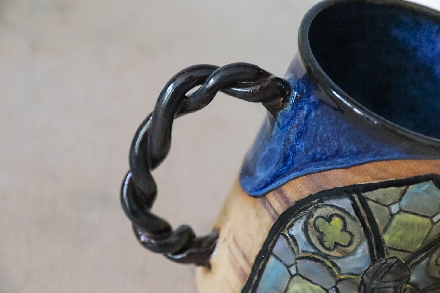 Stained Glass Knight Stoneware Mug