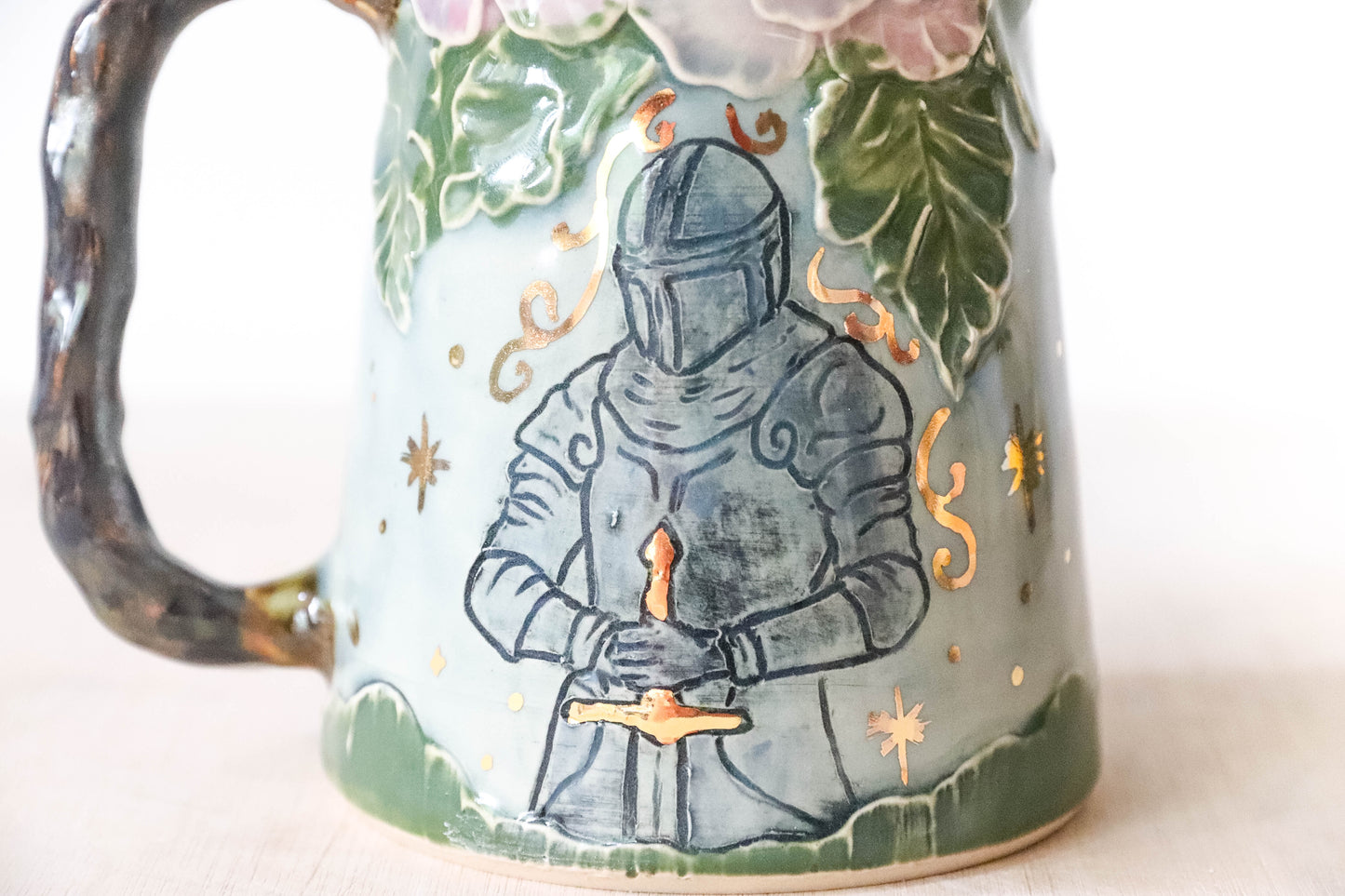 Floral Knight Stoneware Mug