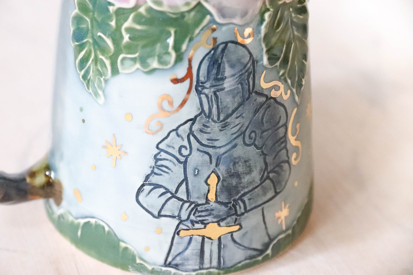 Floral Knight Stoneware Mug