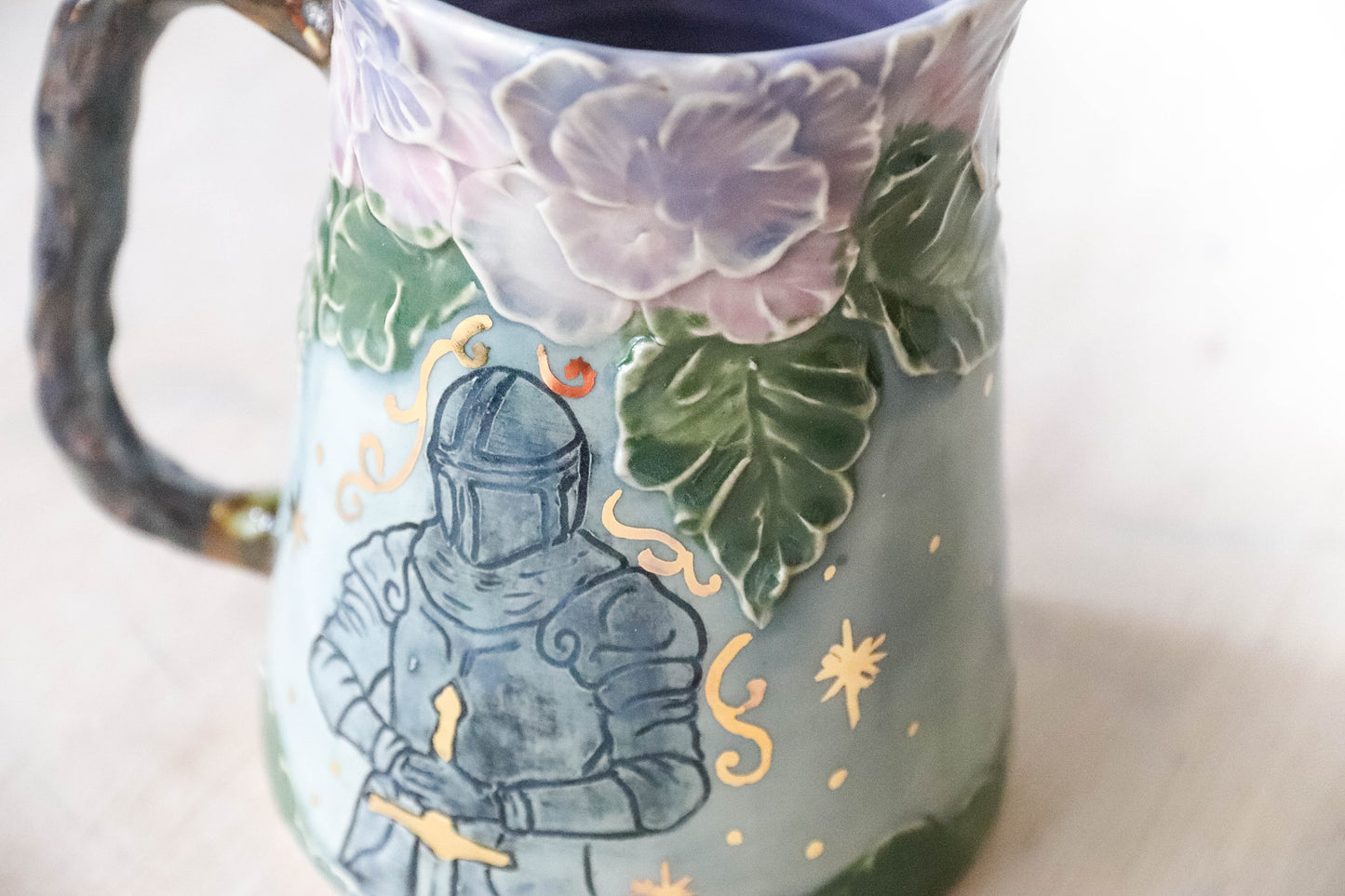 Floral Knight Stoneware Mug