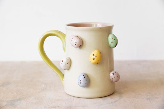 Pink White Spring Eggs Stoneware Mug