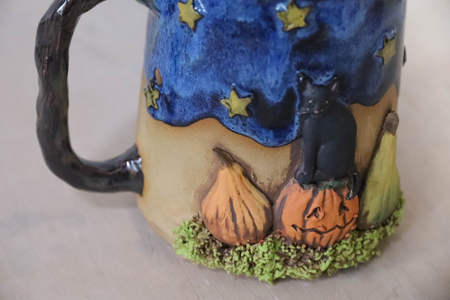 Cat and Pumpkins Stoneware Mug - seconds