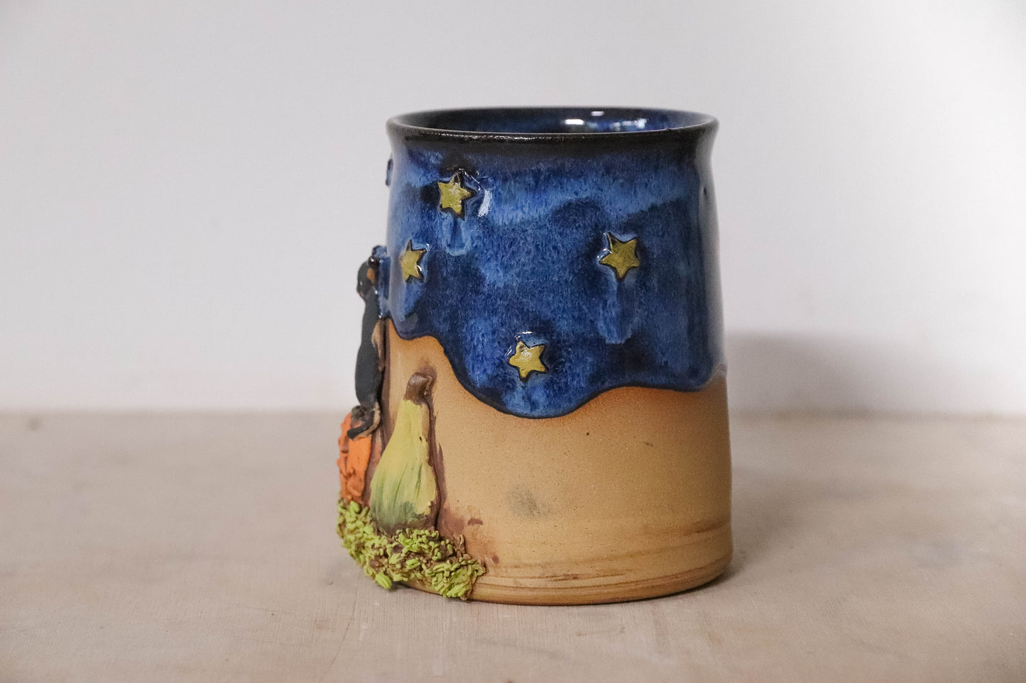 Cat and Pumpkins Stoneware Mug - seconds