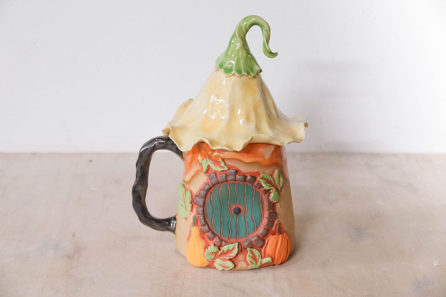 Pumpkin Flower Hobbit House Stoneware Mug