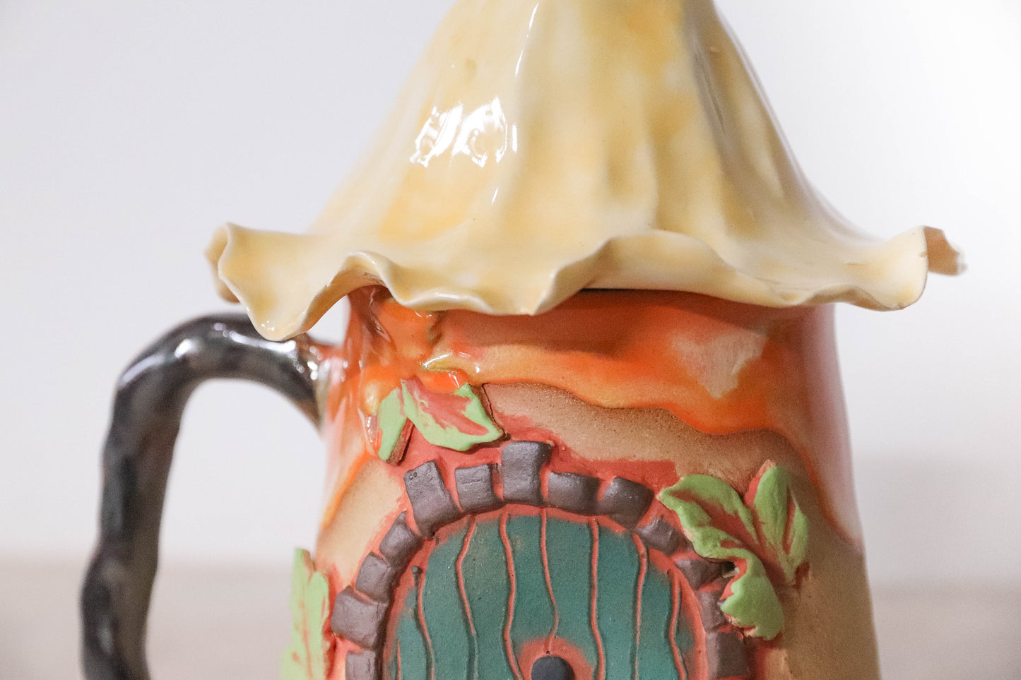 Pumpkin Flower Hobbit House Stoneware Mug