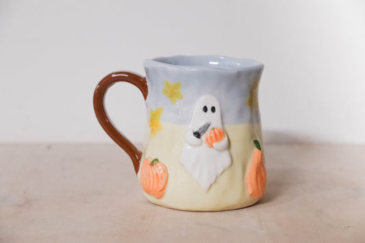 Ghost Carving Pumpkin Tulip Mug