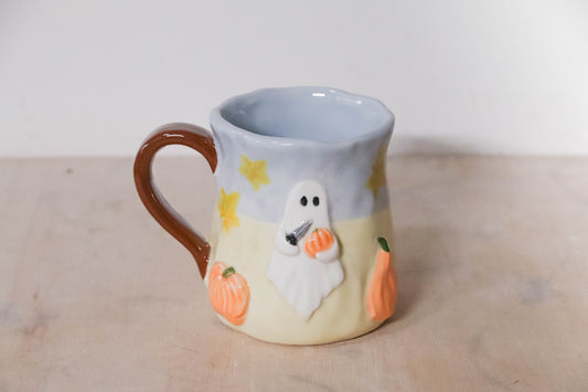 Ghost Carving Pumpkin Tulip Mug