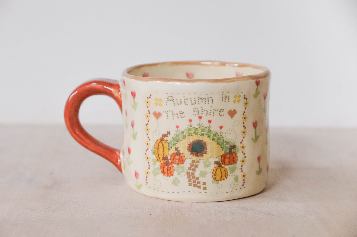 Autumn Hobbit Cross Stitch Mug Large