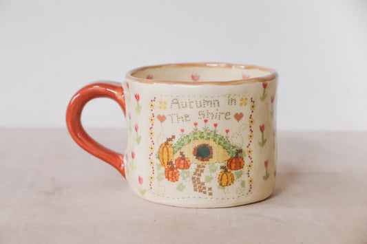 Autumn Hobbit Cross Stitch Mug Large