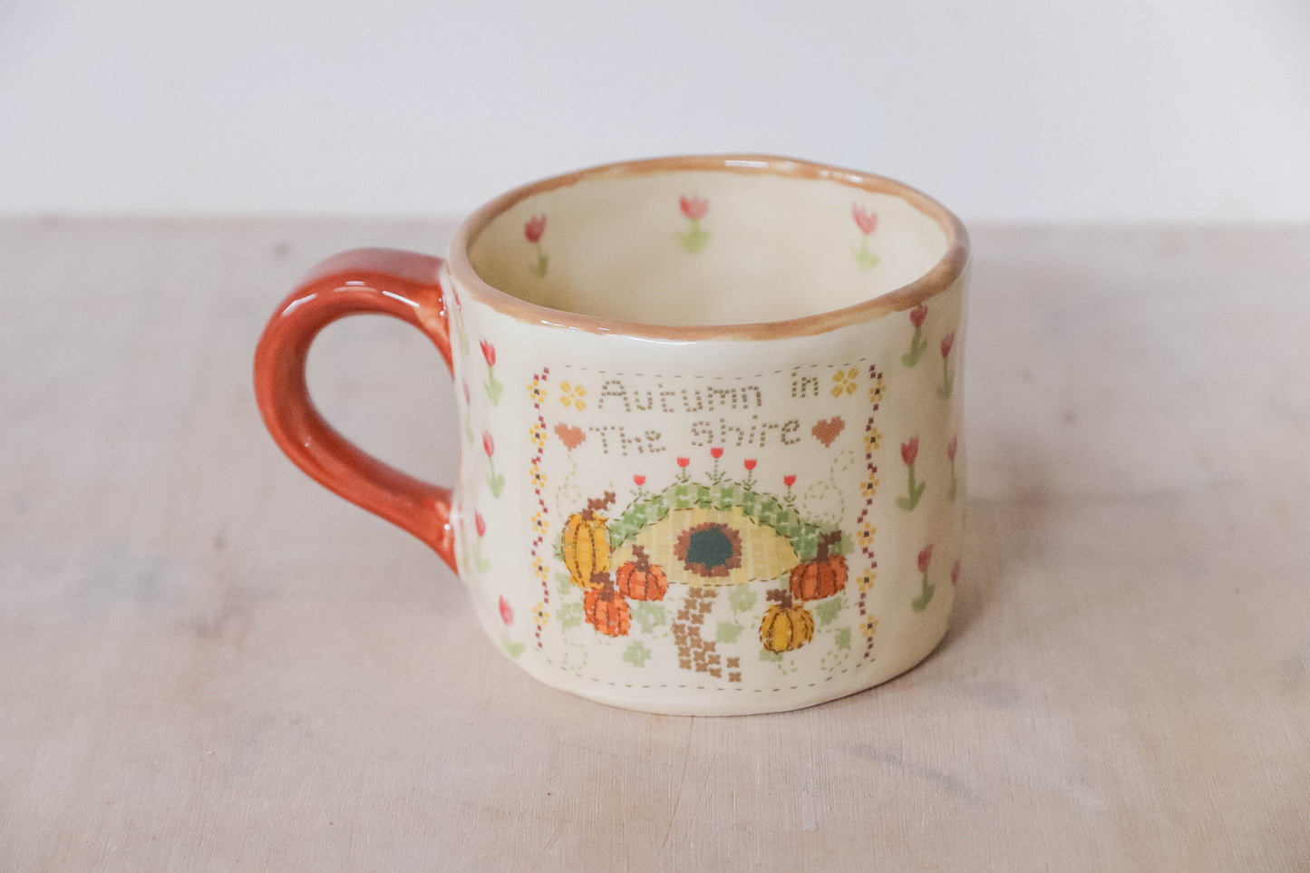 Autumn Hobbit Cross Stitch Mug Large