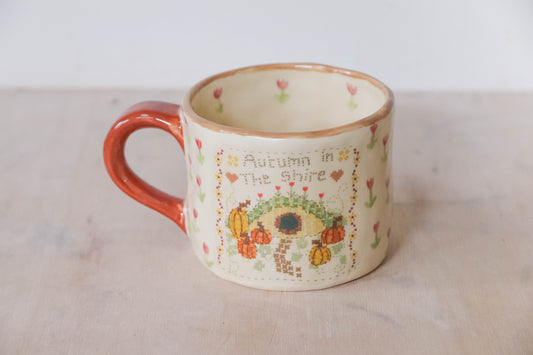 Autumn Hobbit Cross Stitch Mug Large