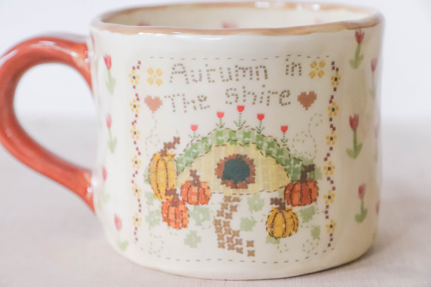 Autumn Hobbit Cross Stitch Mug Large