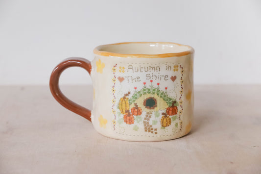 Hobbit Cross Stitch Floral Mug Medium