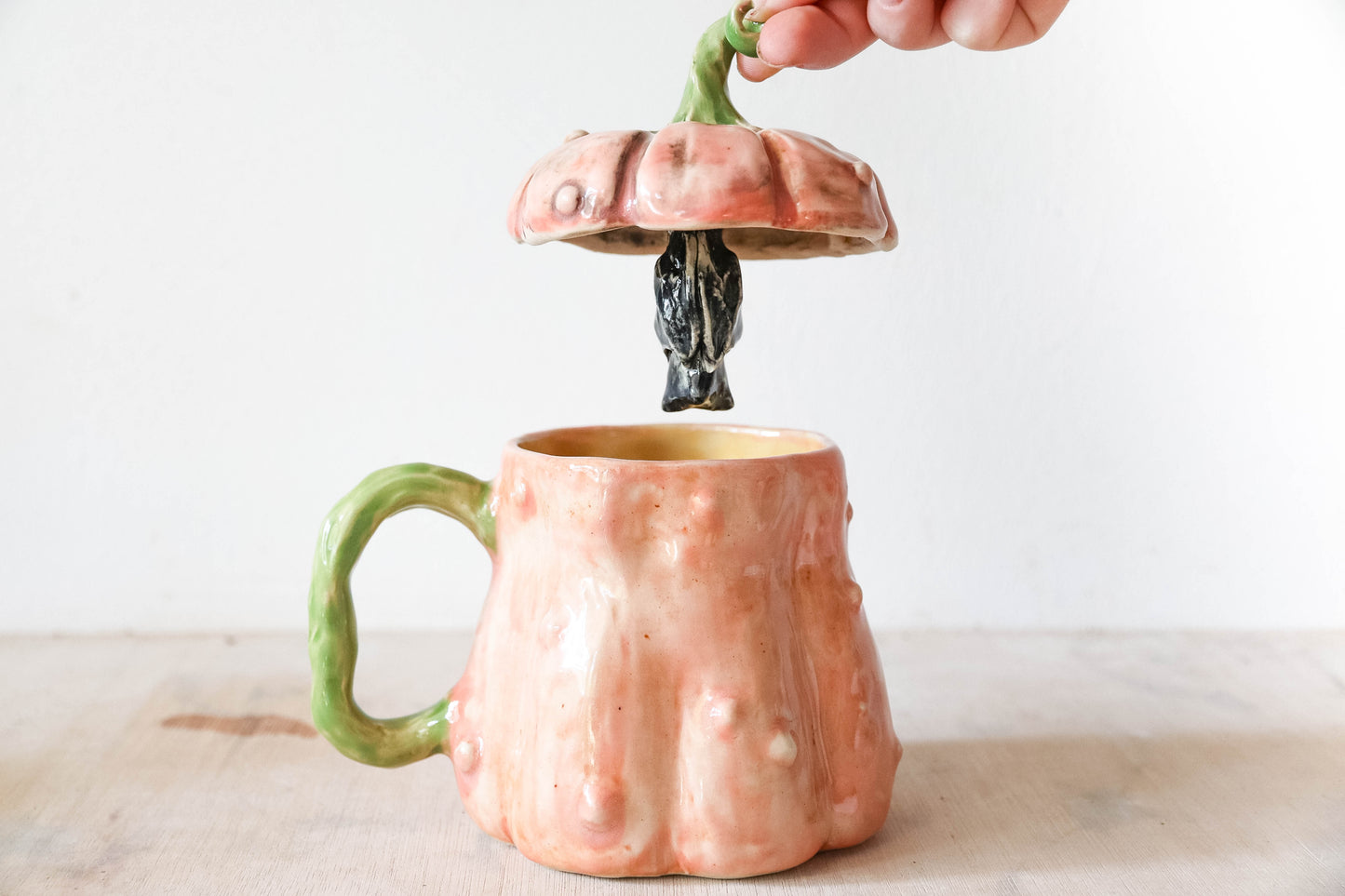 Peekaboo Bat Pumpkin Stoneware Mug