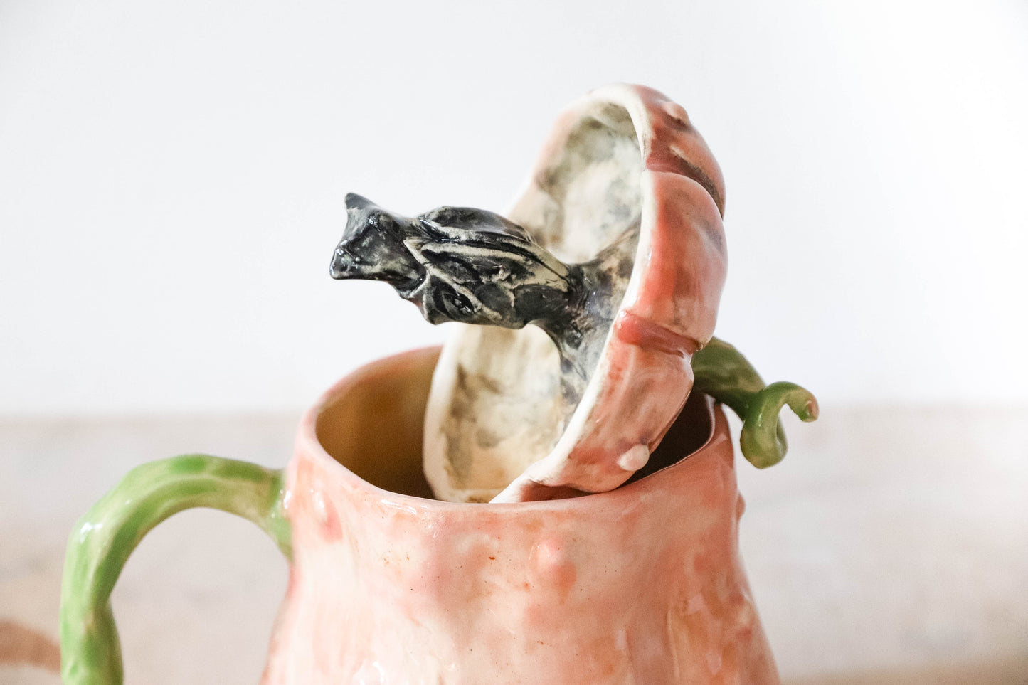 Peekaboo Bat Pumpkin Stoneware Mug
