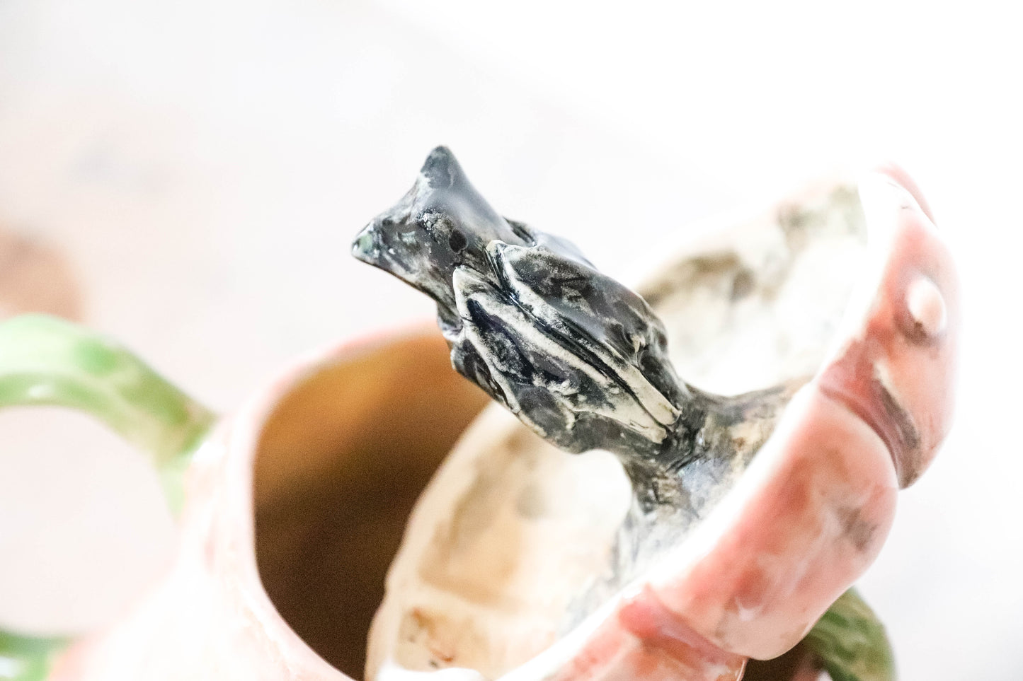 Peekaboo Bat Pumpkin Stoneware Mug