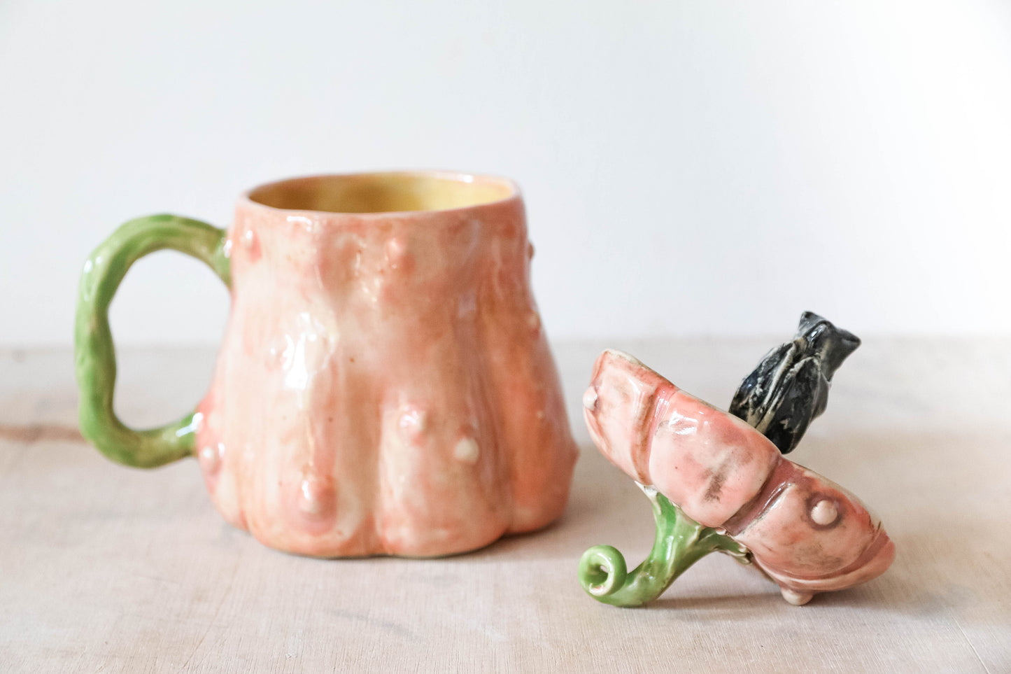 Peekaboo Bat Pumpkin Stoneware Mug