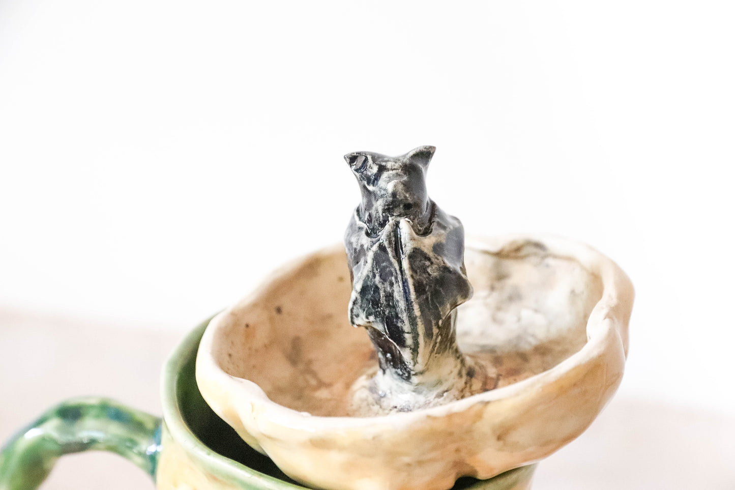 Peekaboo Bat Gourd Stoneware Mug