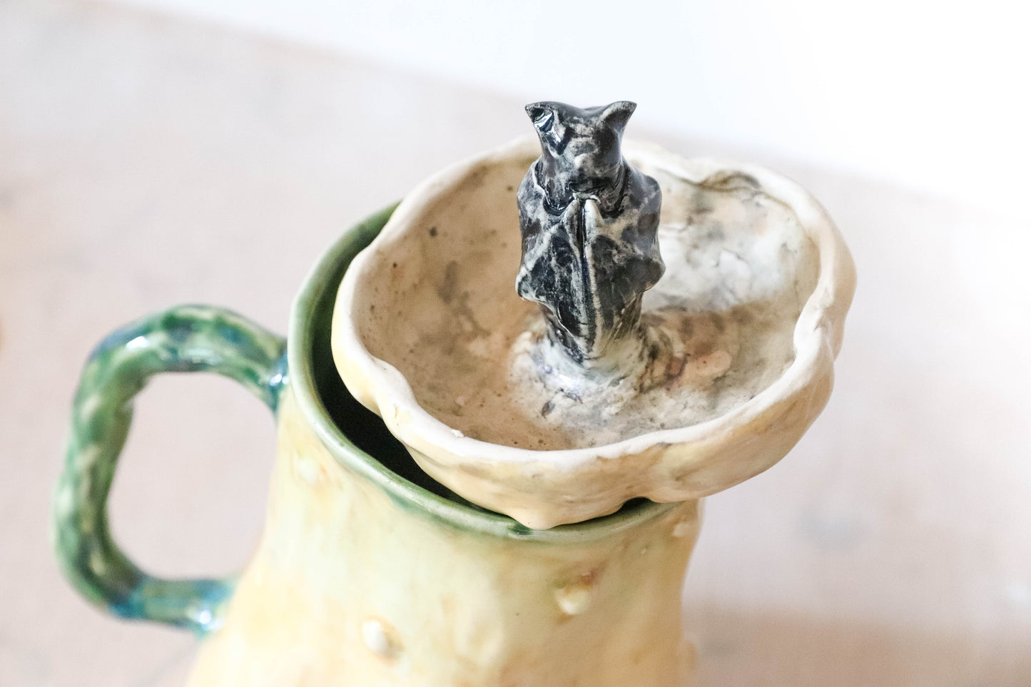 Peekaboo Bat Gourd Stoneware Mug