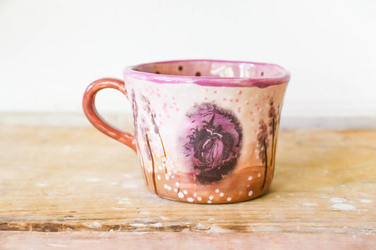 Peekaboo Cat Mauve Witch Mug