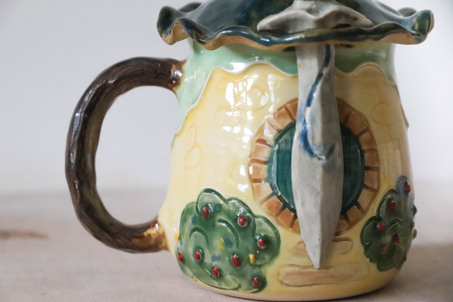 Yellow Hobbit House Sword Stoneware Pot