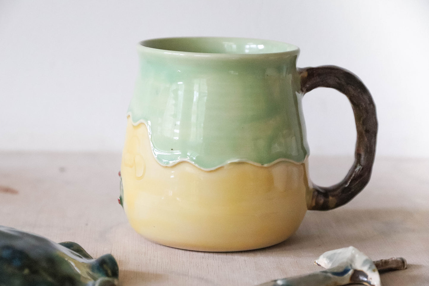 Yellow Hobbit House Sword Stoneware Pot