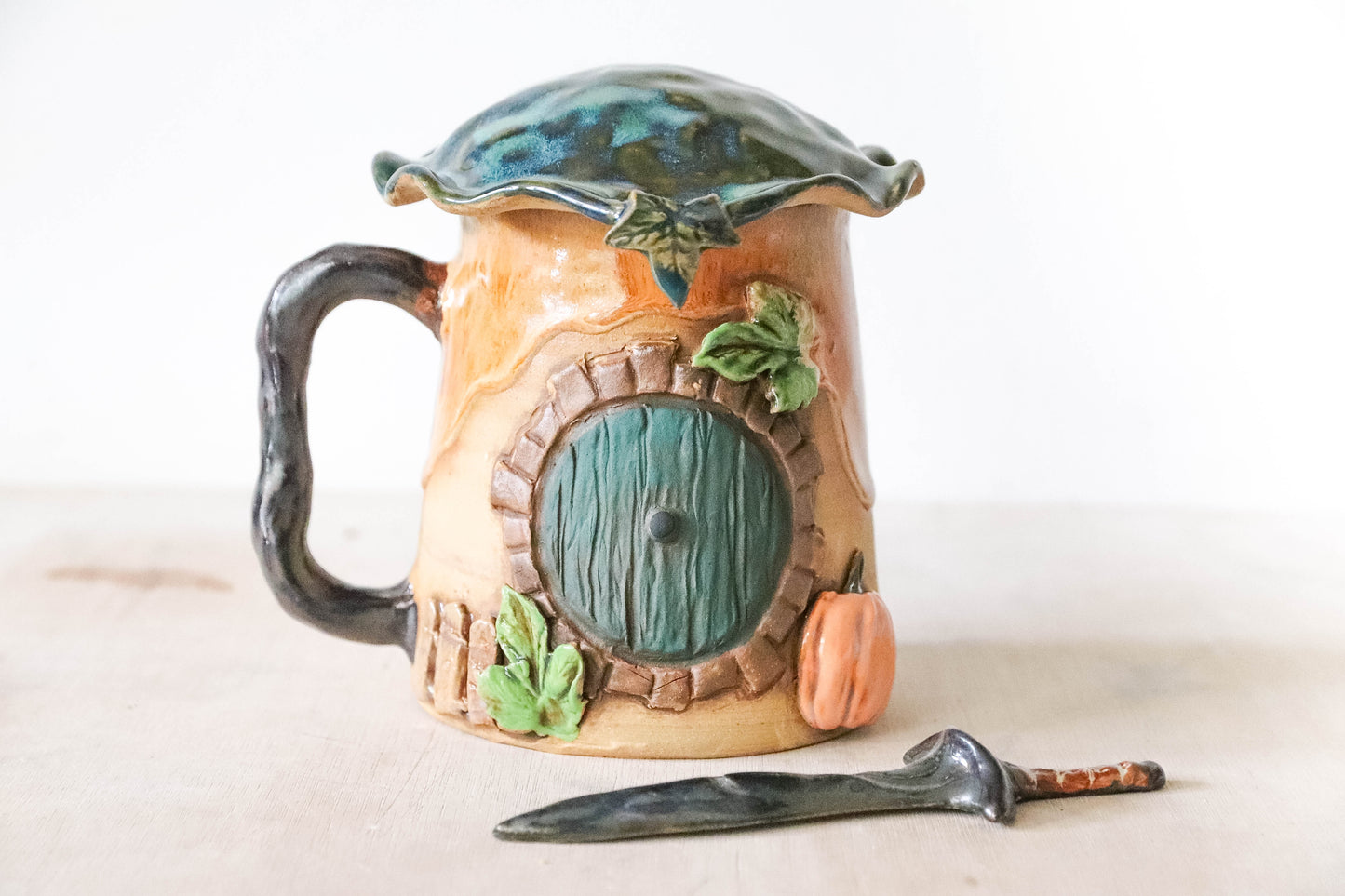 Autumn Hobbit Sword Stoneware Pot