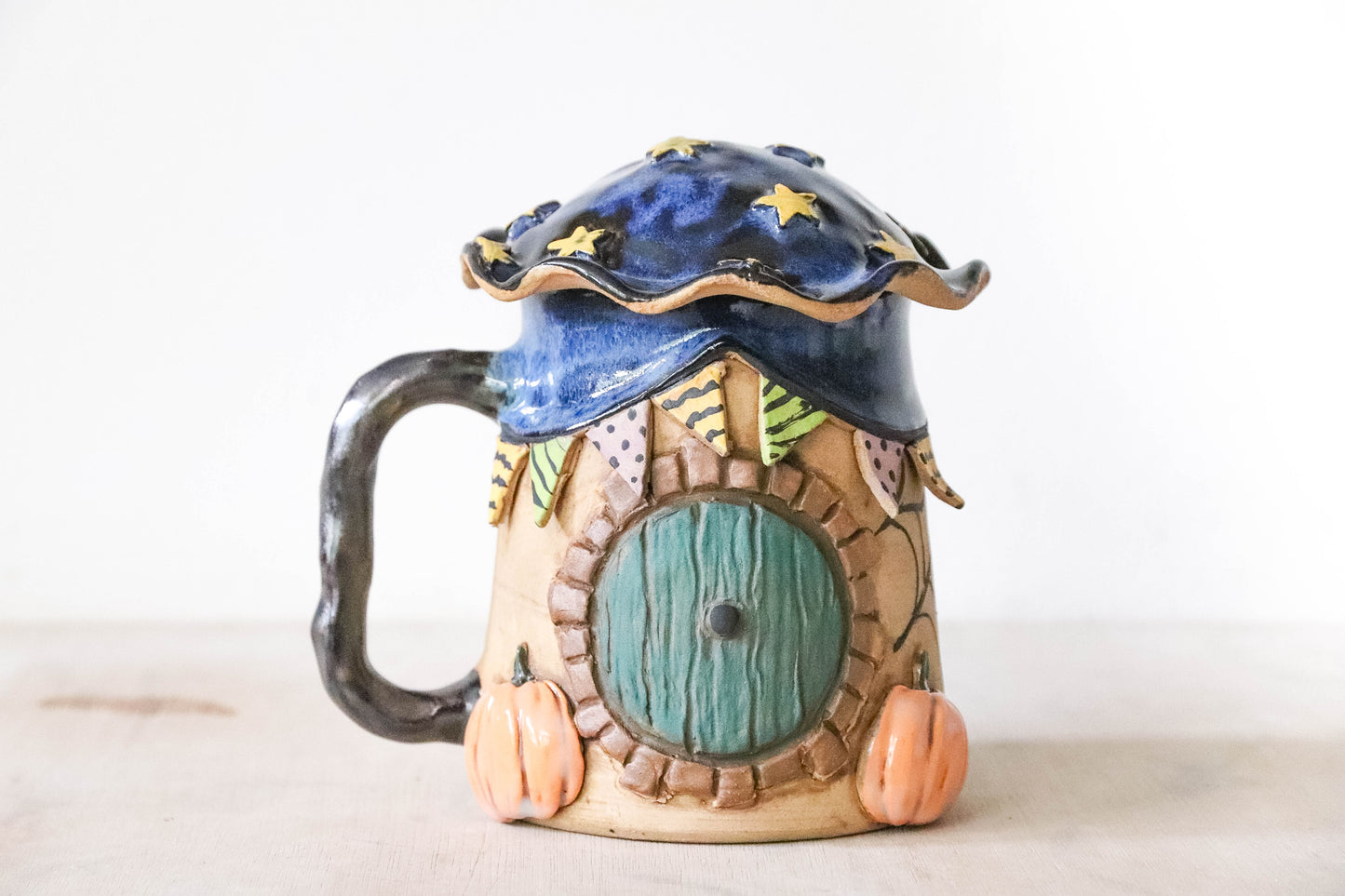 Halloween Hobbit House Stoneware Pot