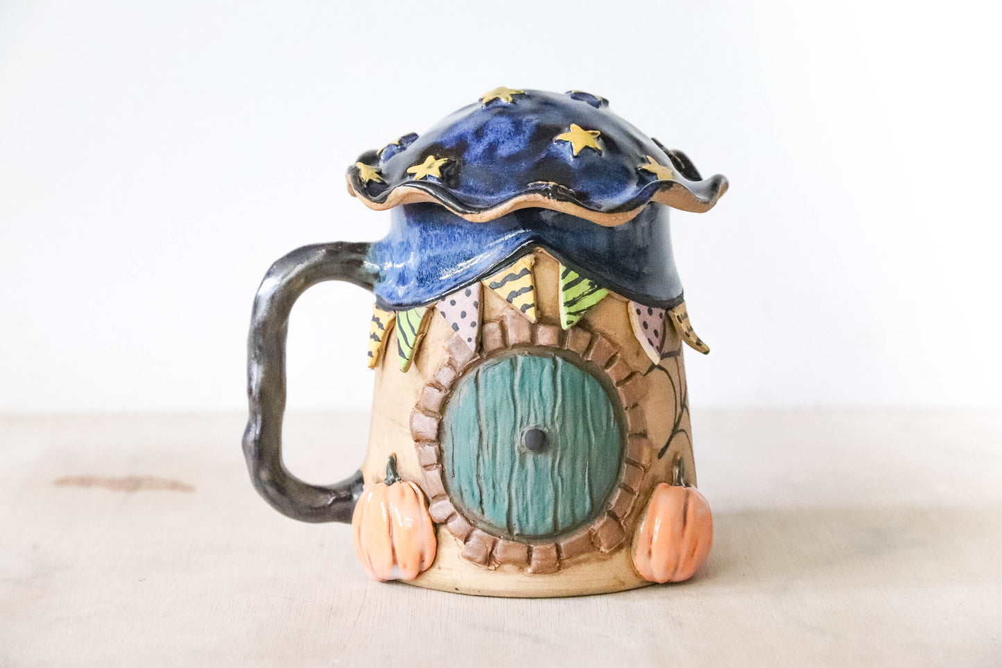 Halloween Hobbit House Stoneware Pot