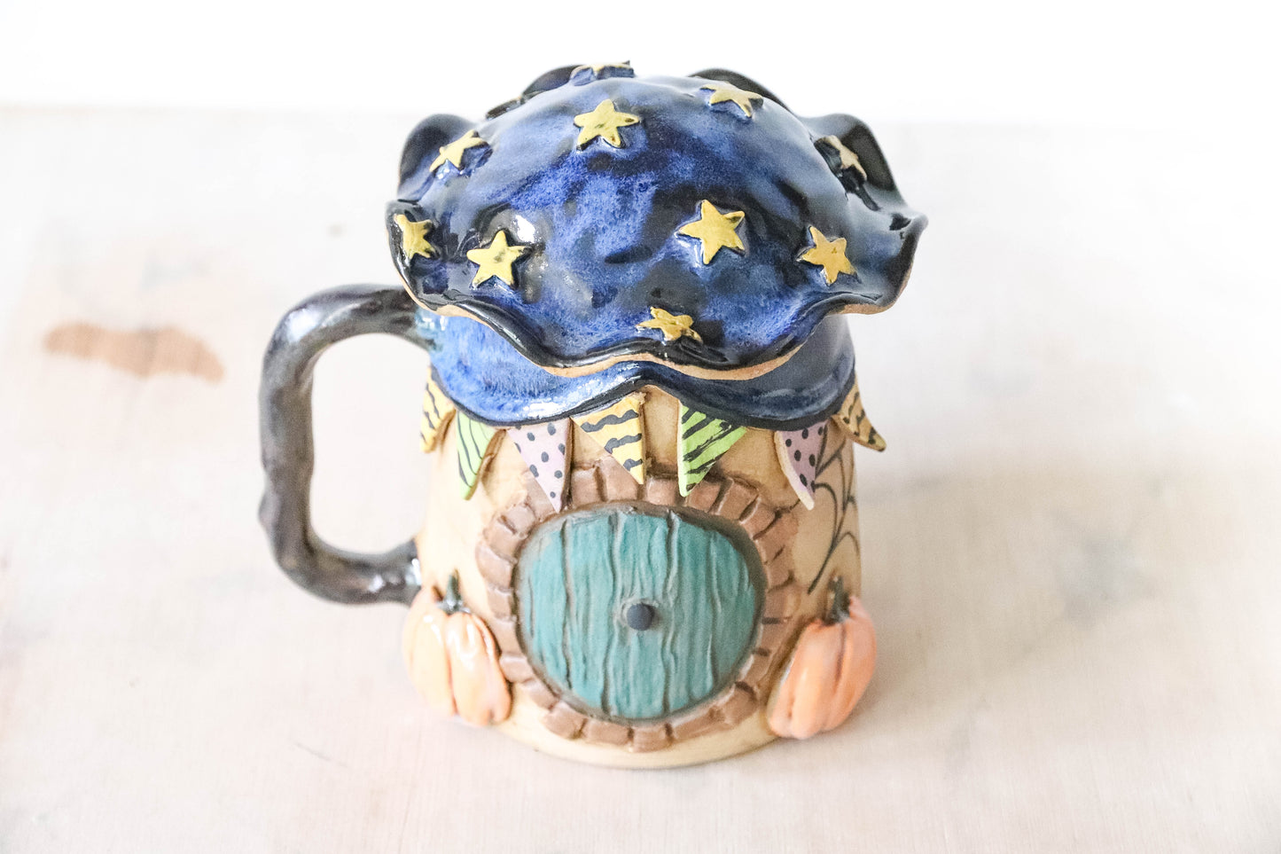 Halloween Hobbit House Stoneware Pot