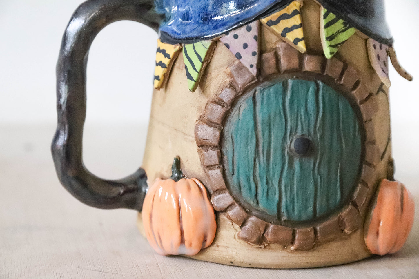 Halloween Hobbit House Stoneware Pot