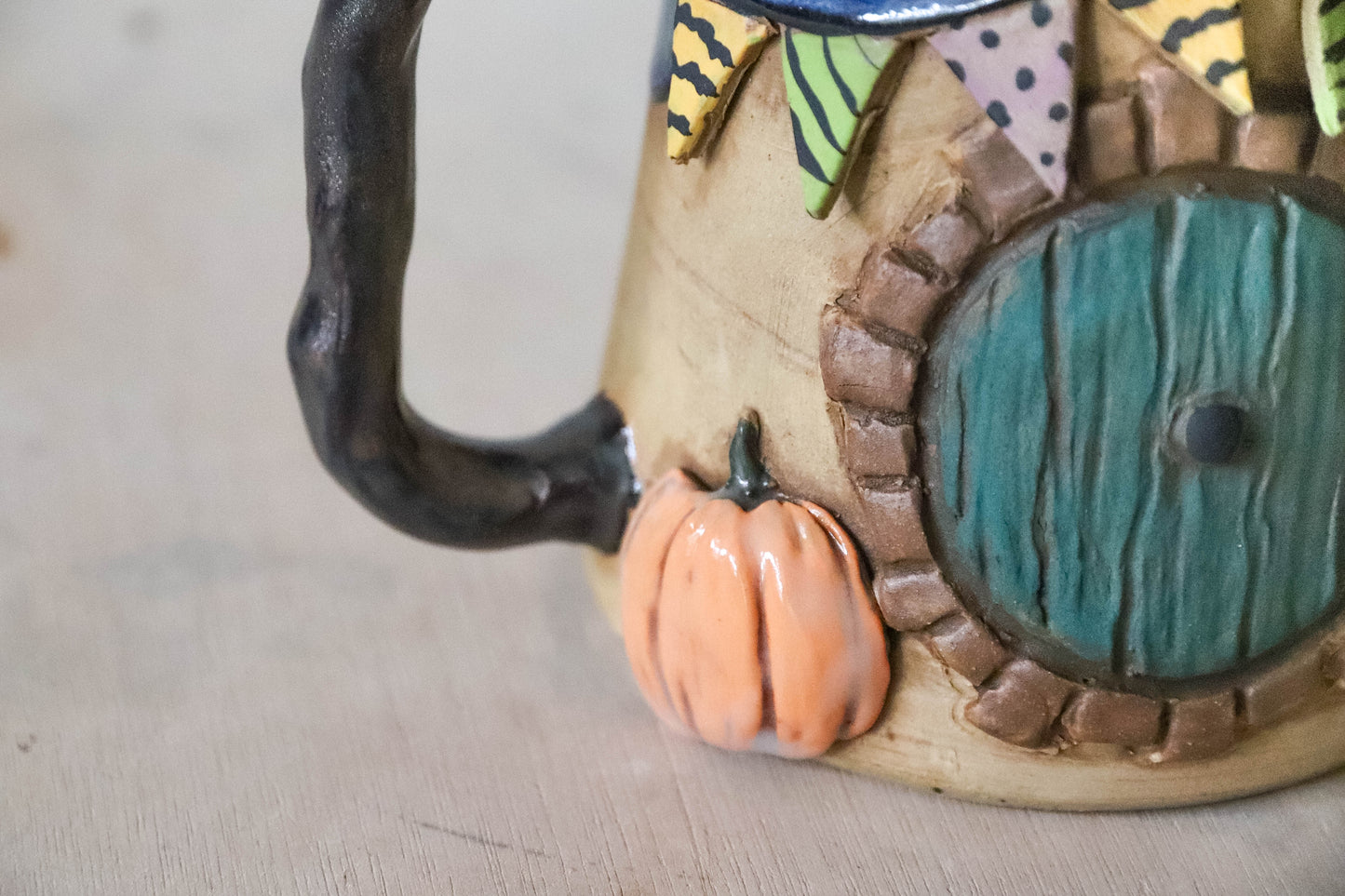 Halloween Hobbit House Stoneware Pot