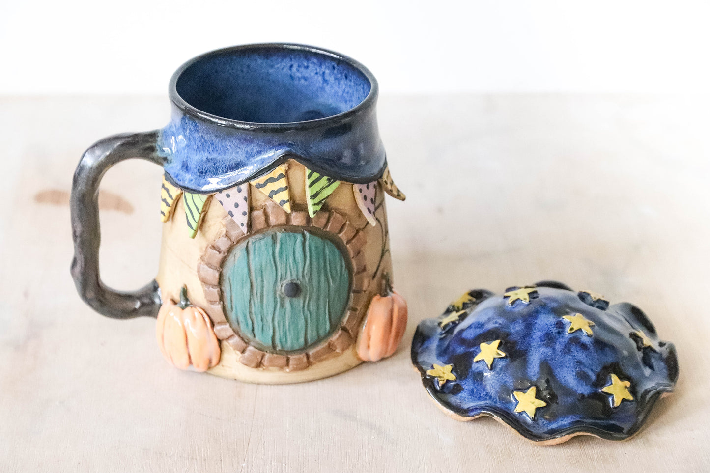 Halloween Hobbit House Stoneware Pot