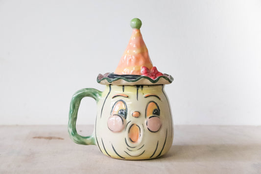 White Pumpkin Head Stoneware Pot