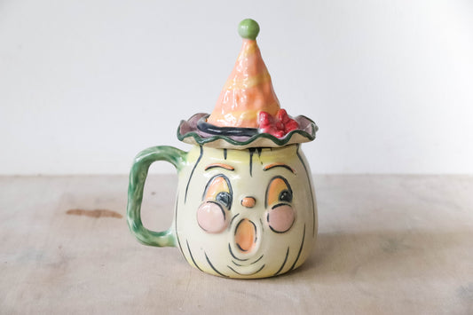 White Pumpkin Head Stoneware Pot