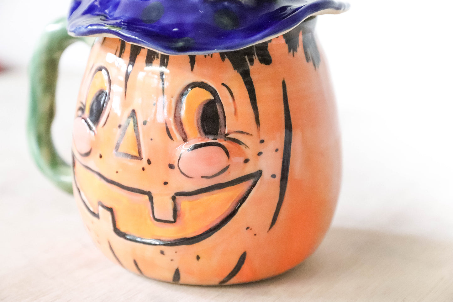 Orange Pumpkin Head Stoneware Pot
