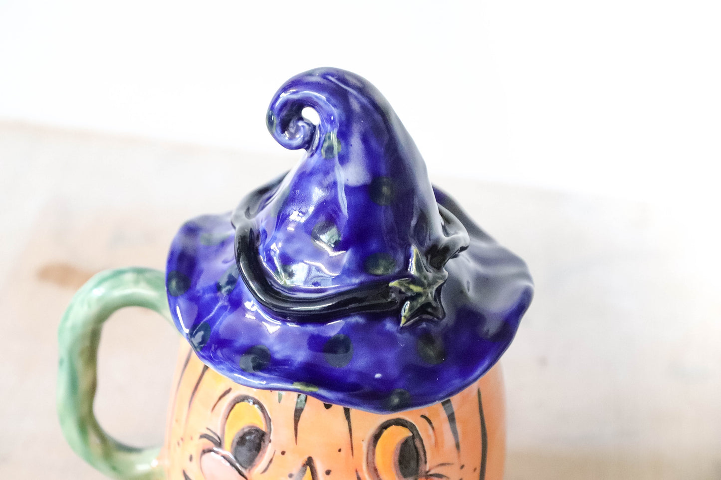 Orange Pumpkin Head Stoneware Pot