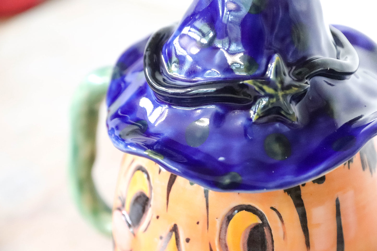 Orange Pumpkin Head Stoneware Pot