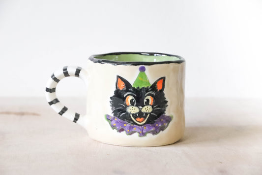 Vintage Halloween Cat Pot Medium