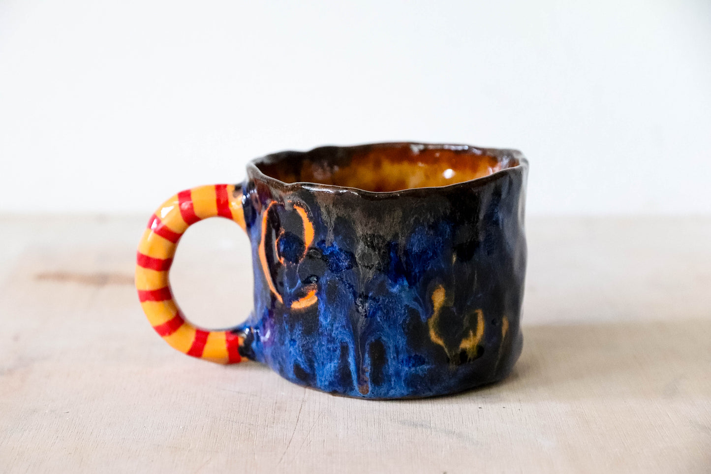 blue Swirly Stoneware Pot