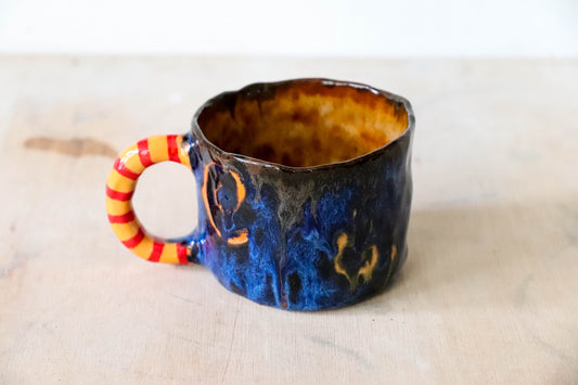 blue Swirly Stoneware Pot
