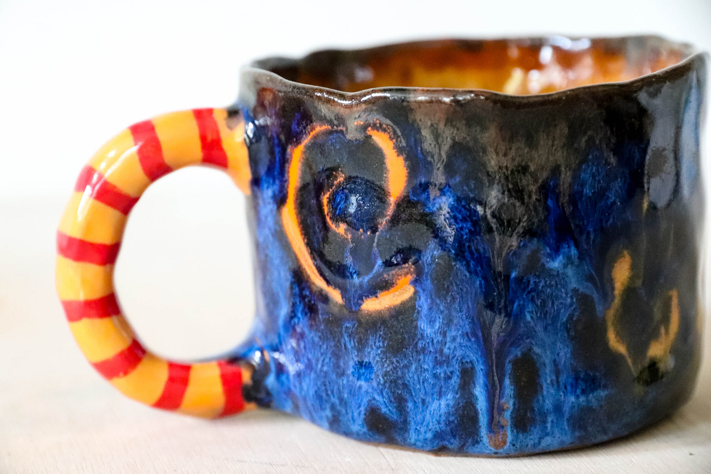 blue Swirly Stoneware Pot